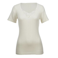 Womens Short Sleeve Lace Motif