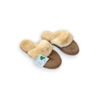 FUR TRIM SCUFF - CHESTNUT